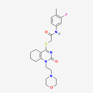 molecular formula C23H29FN4O3S B2959142 N-(3-fluoro-4-methylphenyl)-2-((1-(2-morpholinoethyl)-2-oxo-1,2,5,6,7,8-hexahydroquinazolin-4-yl)thio)acetamide CAS No. 898461-21-7