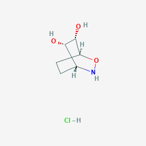 molecular formula C6H12ClNO3 B2959145 (1S,4R,5S,6S)-2-氧杂-3-氮杂双环[2.2.2]辛烷-5,6-二醇；盐酸盐 CAS No. 2343963-86-8
