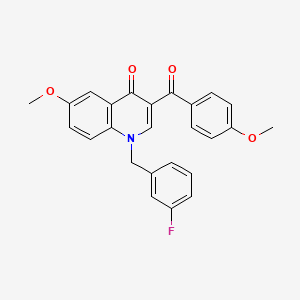 molecular formula C25H20FNO4 B2959148 1-(3-fluorobenzyl)-6-methoxy-3-(4-methoxybenzoyl)quinolin-4(1H)-one CAS No. 866727-20-0