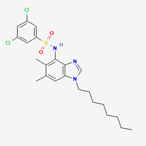 molecular formula C23H29Cl2N3O2S B2959153 3,5-dichloro-N-(5,6-dimethyl-1-octyl-1H-1,3-benzimidazol-4-yl)benzenesulfonamide CAS No. 866048-88-6