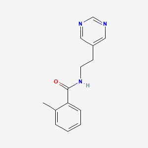 molecular formula C14H15N3O B2959168 2-methyl-N-(2-(pyrimidin-5-yl)ethyl)benzamide CAS No. 1903050-84-9