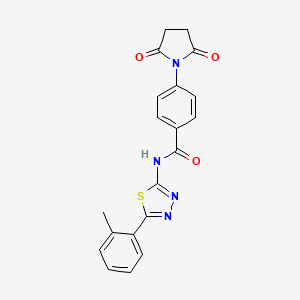 molecular formula C20H16N4O3S B2959172 4-(2,5-二氧代吡咯烷-1-基)-N-(5-(邻甲苯基)-1,3,4-噻二唑-2-基)苯甲酰胺 CAS No. 392243-49-1