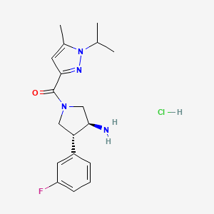 [(3S,4R)-3-Amino-4-(3-fluorophenyl)pyrrolidin-1-yl]-(5-methyl-1-propan-2-ylpyrazol-3-yl)methanone;hydrochloride