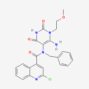 molecular formula C24H22ClN5O4 B2959185 N-[6-amino-1-(2-methoxyethyl)-2,4-dioxopyrimidin-5-yl]-N-benzyl-2-chloroquinoline-4-carboxamide CAS No. 1090651-07-2