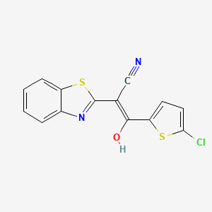 molecular formula C14H7ClN2OS2 B2959186 3-(5-氯噻吩-2-基)-2-[(2E)-2,3-二氢-1,3-苯并噻唑-2-亚烷基]-3-氧代丙腈 CAS No. 476278-96-3