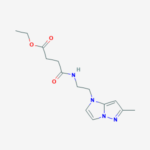 molecular formula C14H20N4O3 B2959188 ethyl 4-((2-(6-methyl-1H-imidazo[1,2-b]pyrazol-1-yl)ethyl)amino)-4-oxobutanoate CAS No. 2034263-13-1