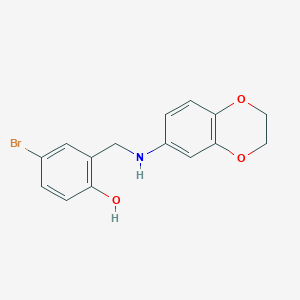 molecular formula C15H14BrNO3 B2959191 4-Bromo-2-[(2,3-dihydro-1,4-benzodioxin-6-ylamino)methyl]phenol CAS No. 1223891-03-9