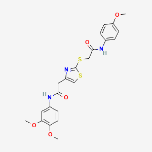 B2959202 N-(3,4-dimethoxyphenyl)-2-(2-((2-((4-methoxyphenyl)amino)-2-oxoethyl)thio)thiazol-4-yl)acetamide CAS No. 941980-49-0