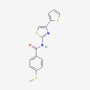 molecular formula C15H12N2OS3 B2959203 4-(甲硫基)-N-(4-(噻吩-2-基)噻唑-2-基)苯甲酰胺 CAS No. 896349-74-9