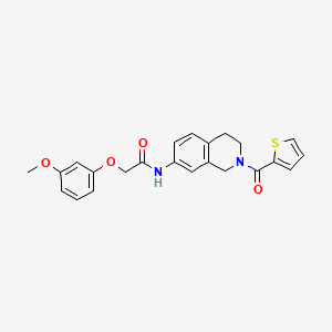molecular formula C23H22N2O4S B2959208 2-(3-methoxyphenoxy)-N-(2-(thiophene-2-carbonyl)-1,2,3,4-tetrahydroisoquinolin-7-yl)acetamide CAS No. 955764-04-2