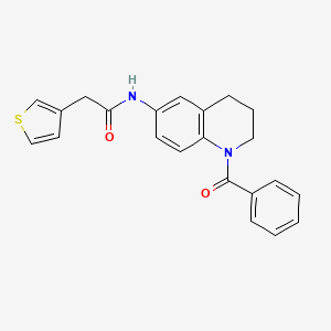 molecular formula C22H20N2O2S B2959214 N-(1-苯甲酰基-1,2,3,4-四氢喹啉-6-基)-2-(噻吩-3-基)乙酰胺 CAS No. 1448135-67-8