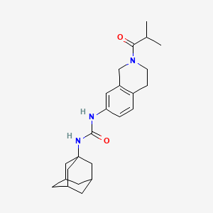 molecular formula C24H33N3O2 B2959215 1-((1R,3s)-adamantan-1-yl)-3-(2-isobutyryl-1,2,3,4-tetrahydroisoquinolin-7-yl)urea CAS No. 1396632-85-1