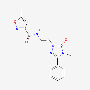 molecular formula C16H17N5O3 B2959217 5-methyl-N-(2-(4-methyl-5-oxo-3-phenyl-4,5-dihydro-1H-1,2,4-triazol-1-yl)ethyl)isoxazole-3-carboxamide CAS No. 1203097-46-4