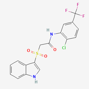 molecular formula C17H12ClF3N2O3S B2959234 N-[2-氯-5-(三氟甲基)苯基]-2-(1H-吲哚-3-磺酰基)乙酰胺 CAS No. 850932-27-3