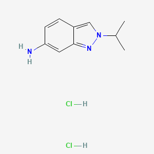 molecular formula C10H15Cl2N3 B2959235 2-(propan-2-yl)-2,6-dihydro-1H-indazol-6-imine dihydrochloride CAS No. 1334000-80-4