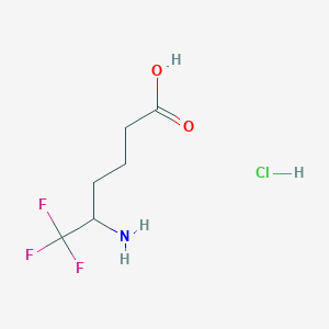 molecular formula C6H11ClF3NO2 B2959237 5-氨基-6,6,6-三氟己酸；盐酸盐 CAS No. 2410612-32-5