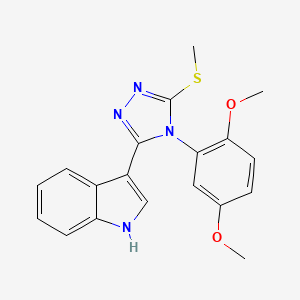 molecular formula C19H18N4O2S B2959263 3-(4-(2,5-二甲氧基苯基)-5-(甲硫基)-4H-1,2,4-三唑-3-基)-1H-吲哚 CAS No. 852167-33-0