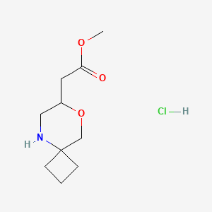 molecular formula C10H18ClNO3 B2959264 Methyl 2-(8-oxa-5-azaspiro[3.5]nonan-7-yl)acetate;hydrochloride CAS No. 2248388-79-4