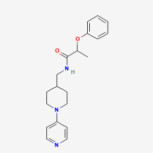 molecular formula C20H25N3O2 B2959268 2-phenoxy-N-((1-(pyridin-4-yl)piperidin-4-yl)methyl)propanamide CAS No. 2034322-55-7