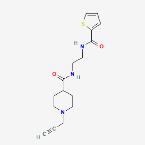 molecular formula C16H21N3O2S B2959271 1-(prop-2-yn-1-yl)-N-{2-[(thiophen-2-yl)formamido]ethyl}piperidine-4-carboxamide CAS No. 1281168-83-9
