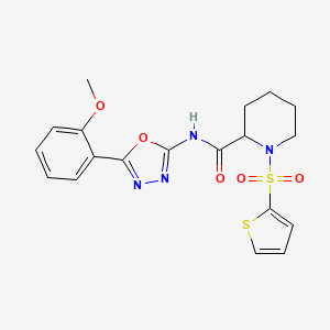 molecular formula C19H20N4O5S2 B2959281 N-(5-(2-methoxyphenyl)-1,3,4-oxadiazol-2-yl)-1-(thiophen-2-ylsulfonyl)piperidine-2-carboxamide CAS No. 1049832-26-9