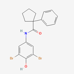 molecular formula C18H17Br2NO2 B2959294 N-(3,5-Dibromo-4-hydroxyphenyl)(phenylcyclopentyl)formamide CAS No. 1022676-05-6
