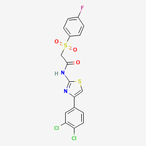 molecular formula C17H11Cl2FN2O3S2 B2959297 N-(4-(3,4-二氯苯基)噻唑-2-基)-2-((4-氟苯基)磺酰基)乙酰胺 CAS No. 895472-22-7