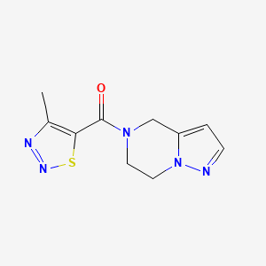 molecular formula C10H11N5OS B2959302 (6,7-二氢吡唑并[1,5-a]吡嗪-5(4H)-基)(4-甲基-1,2,3-噻二唑-5-基)甲酮 CAS No. 2034264-63-4