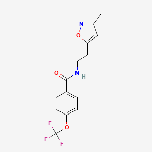 molecular formula C14H13F3N2O3 B2959303 N-(2-(3-methylisoxazol-5-yl)ethyl)-4-(trifluoromethoxy)benzamide CAS No. 1421472-95-8