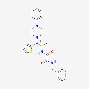 molecular formula C26H30N4O2S B2959312 N1-benzyl-N2-(1-(4-phenylpiperazin-1-yl)-1-(thiophen-2-yl)propan-2-yl)oxalamide CAS No. 863017-25-8