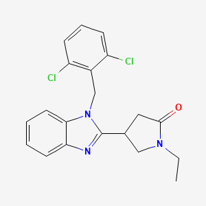 molecular formula C20H19Cl2N3O B2959313 4-(1-(2,6-dichlorobenzyl)-1H-benzo[d]imidazol-2-yl)-1-ethylpyrrolidin-2-one CAS No. 912890-70-1