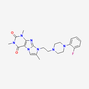 molecular formula C22H26FN7O2 B2959325 6-[2-[4-(2-Fluorophenyl)piperazin-1-yl]ethyl]-2,4,7-trimethylpurino[7,8-a]imidazole-1,3-dione CAS No. 919019-46-8