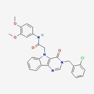 molecular formula C27H23ClN4O4 B2959332 2-(3-(2-chlorobenzyl)-4-oxo-3H-pyrimido[5,4-b]indol-5(4H)-yl)-N-(3,4-dimethoxyphenyl)acetamide CAS No. 1189487-62-4