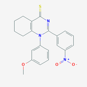 molecular formula C21H19N3O3S B2959333 1-(3-methoxyphenyl)-2-(3-nitrophenyl)-5,6,7,8-tetrahydroquinazoline-4(1H)-thione CAS No. 433973-15-0