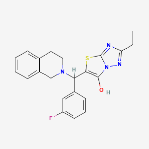 molecular formula C22H21FN4OS B2959341 5-((3,4-dihydroisoquinolin-2(1H)-yl)(3-fluorophenyl)methyl)-2-ethylthiazolo[3,2-b][1,2,4]triazol-6-ol CAS No. 898349-93-4