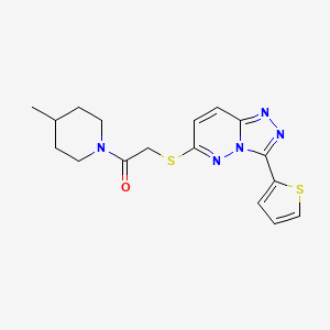 molecular formula C17H19N5OS2 B2959343 1-(4-甲基哌啶-1-基)-2-[(3-噻吩-2-基-[1,2,4]三唑并[4,3-b]哒嗪-6-基)硫代]乙酮 CAS No. 868966-35-2