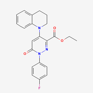 molecular formula C22H20FN3O3 B2959346 ethyl 4-(3,4-dihydroquinolin-1(2H)-yl)-1-(4-fluorophenyl)-6-oxo-1,6-dihydropyridazine-3-carboxylate CAS No. 922069-13-4
