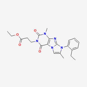 molecular formula C22H25N5O4 B2959350 ethyl 3-(8-(2-ethylphenyl)-1,7-dimethyl-2,4-dioxo-1H-imidazo[2,1-f]purin-3(2H,4H,8H)-yl)propanoate CAS No. 887465-95-4