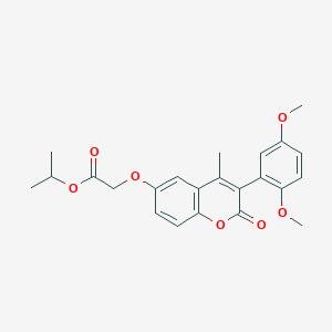 molecular formula C23H24O7 B2959351 Methylethyl 2-[3-(2,5-dimethoxyphenyl)-4-methyl-2-oxochromen-6-yloxy]acetate CAS No. 859670-97-6