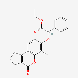 molecular formula C23H22O5 B2959353 Ethyl [(6-methyl-4-oxo-1,2,3,4-tetrahydrocyclopenta[c]chromen-7-yl)oxy](phenyl)acetate CAS No. 405917-07-9