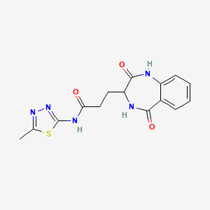 molecular formula C15H15N5O3S B2959361 3-(2,5-dioxo-2,3,4,5-tetrahydro-1H-benzo[e][1,4]diazepin-3-yl)-N-(5-methyl-1,3,4-thiadiazol-2-yl)propanamide CAS No. 1190755-36-2