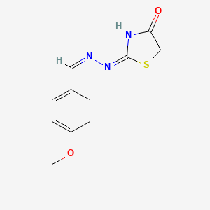 molecular formula C12H13N3O2S B2959362 (E)-2-((Z)-(4-ethoxybenzylidene)hydrazono)thiazolidin-4-one CAS No. 71299-63-3