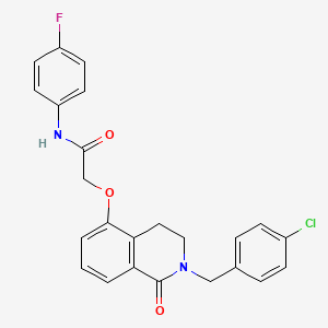 molecular formula C24H20ClFN2O3 B2959363 2-[[2-[(4-氯苯基)甲基]-1-氧代-3,4-二氢异喹啉-5-基]氧基]-N-(4-氟苯基)乙酰胺 CAS No. 850906-67-1
