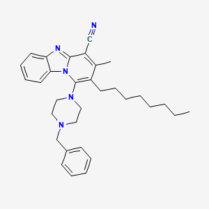 molecular formula C32H39N5 B2959368 1-(4-Benzylpiperazin-1-yl)-3-methyl-2-octylpyrido[1,2-a]benzimidazole-4-carbonitrile CAS No. 305335-42-6