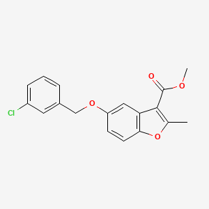 molecular formula C18H15ClO4 B2959369 Methyl 5-[(3-chlorophenyl)methoxy]-2-methyl-1-benzofuran-3-carboxylate CAS No. 307552-34-7