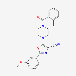 molecular formula C23H22N4O3 B2959372 2-(3-Methoxyphenyl)-5-(4-(2-methylbenzoyl)piperazin-1-yl)oxazole-4-carbonitrile CAS No. 946278-21-3
