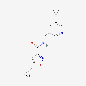 molecular formula C16H17N3O2 B2959384 5-cyclopropyl-N-((5-cyclopropylpyridin-3-yl)methyl)isoxazole-3-carboxamide CAS No. 2034569-14-5