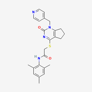 molecular formula C24H26N4O2S B2959385 N-mesityl-2-((2-oxo-1-(pyridin-4-ylmethyl)-2,5,6,7-tetrahydro-1H-cyclopenta[d]pyrimidin-4-yl)thio)acetamide CAS No. 946326-13-2