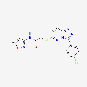 molecular formula C17H13ClN6O2S B2959386 2-[[3-(4-chlorophenyl)-[1,2,4]triazolo[4,3-b]pyridazin-6-yl]thio]-N-(5-methyl-3-isoxazolyl)acetamide CAS No. 852373-52-5