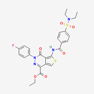 molecular formula C26H25FN4O6S2 B2959387 5-(4-(N,N-二乙基磺酰胺)苯甲酰胺)-3-(4-氟苯基)-4-氧代-3,4-二氢噻吩并[3,4-d]哒嗪-1-羧酸乙酯 CAS No. 851949-86-5